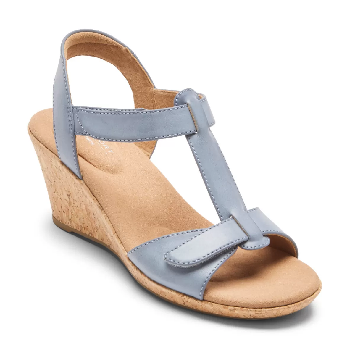 Sandálias E Cunhas>Rockport Sandália Feminina Blanca T-Strap Cambraia Azul