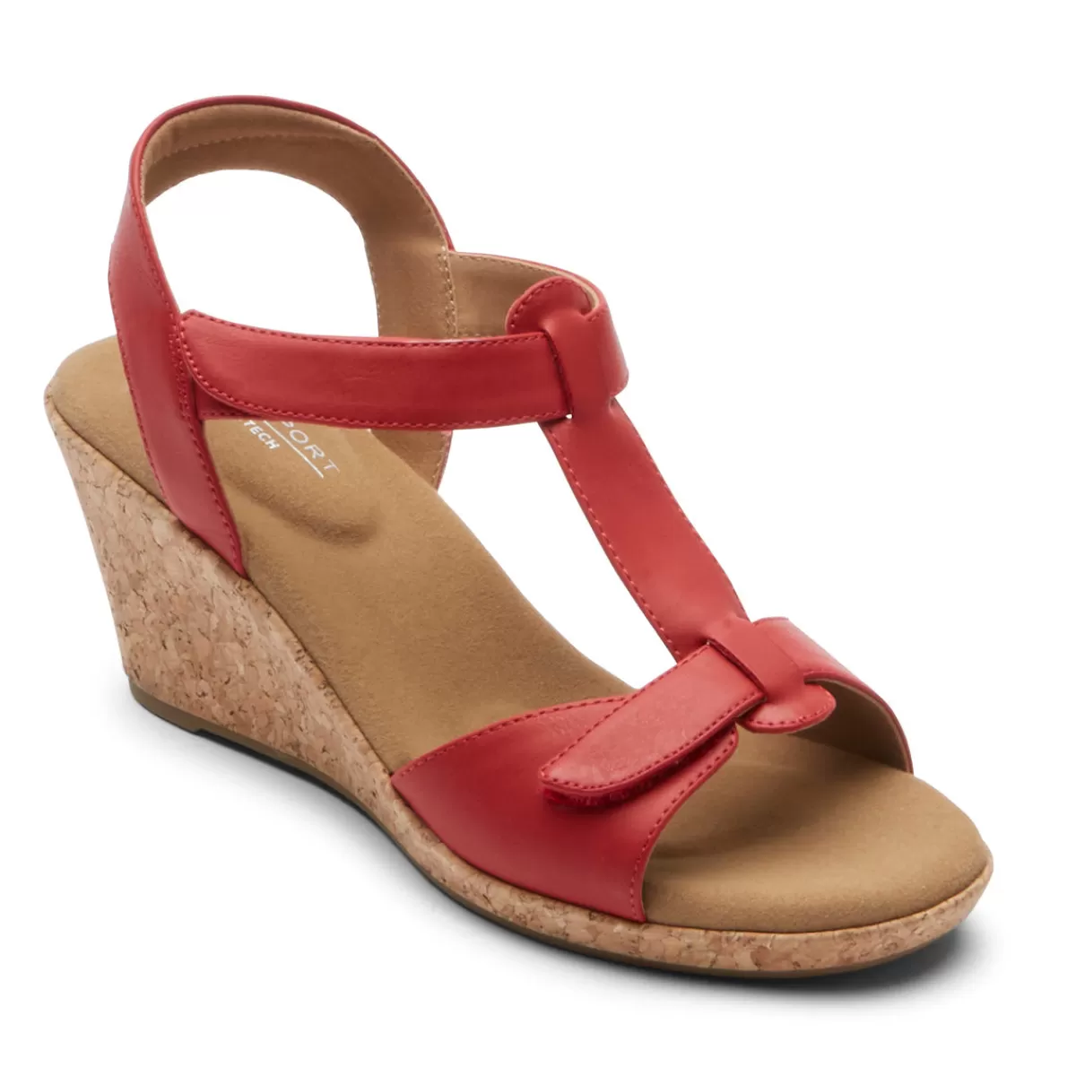 Sandálias E Cunhas>Rockport Sandália Feminina Blanca T-Strap Vermelho Caiena