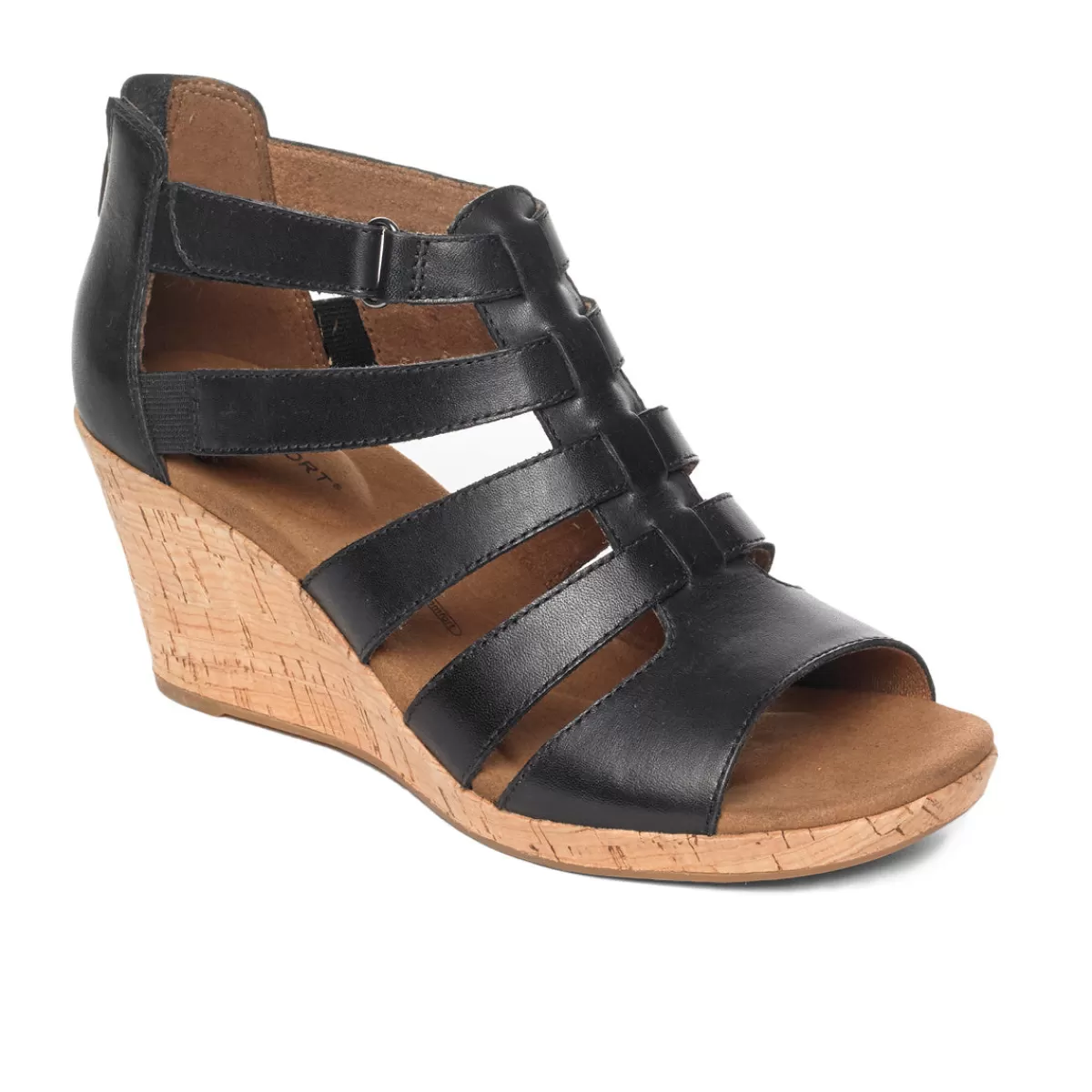 Sandálias E Cunhas>Rockport Sandália Gladiadora Briah Feminina Couro preto