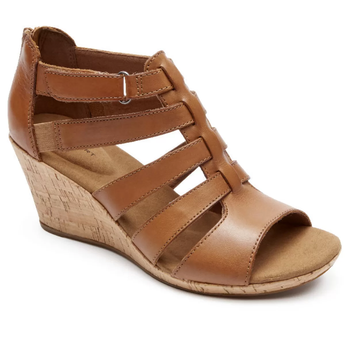 Sandálias E Cunhas>Rockport Sandália Gladiadora Briah Feminina Couro castanho escuro
